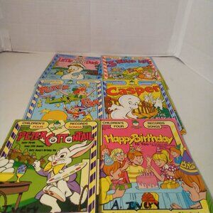 Lot of 6 Vintage Children Records Vinyl Peter Pan Casper Stories Songs